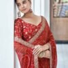 Red Georgette Bandhani Saree - Image 2