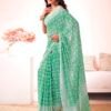Pista Green Georgette Printed Saree - Image 3