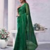 Green Georgette Plain Saree - Image 5