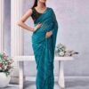 Blue Georgette Plain Saree