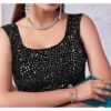 Blue Georgette Plain Saree - Image 6