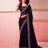 Deep Purple Chiffon Plain Saree