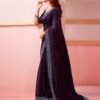 Deep Purple Chiffon Plain Saree - Image 3