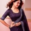 Deep Purple Chiffon Plain Saree - Image 6