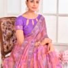 Purple Chiffon Printed Saree - Image 2
