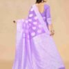 Lavender Cotton Plain Saree - Image 5