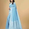 Blue Cotton Plain Saree - Image 2