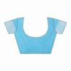 Blue Cotton Plain Saree - Image 7