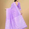 Lavender Cotton Plain Saree - Image 3