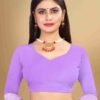 Lavender Cotton Plain Saree - Image 6
