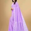 Lavender Cotton Plain Saree - Image 2