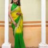 Yellow Georgette Plain Saree - Image 2