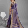 Blue Silk Plain Saree - Image 2