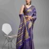 Blue Silk Plain Saree - Image 3