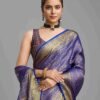 Blue Silk Plain Saree - Image 4