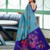 Blue Silk Woven Saree - Image 4