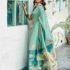 Green Silk Woven Saree - Image 3