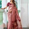 Peach Silk Woven Saree