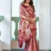 Peach Silk Woven Saree - Image 4