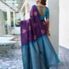 Blue Silk Woven Saree - Image 5