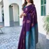 Blue Silk Woven Saree - Image 4