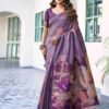 Mauve Silk Woven Saree