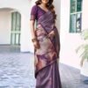 Mauve Silk Woven Saree - Image 3