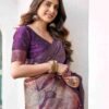Mauve Silk Woven Saree - Image 2