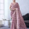 Pink Cotton Printed Saree
