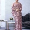 Pink Cotton Printed Saree - Image 5