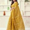 Yellow Cotton Printed Saree - Image 2