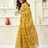 Yellow Cotton Printed Saree - Image 4