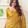 Yellow Cotton Printed Saree - Image 3