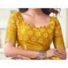 Yellow Cotton Printed Saree - Image 6
