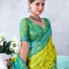 Blue Printed Cotton Zari Saree - Image 3