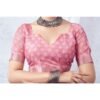 Pink Printed Cotton Saree - Image 5