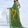 Green Bandhani Chiffon Saree - Image 4