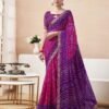 Purple Bandhani Chiffon Saree