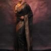 Black Banarasi Silk Woven Saree - Image 3