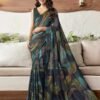 Green Printed Georgette Woven Saree