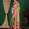 Green Kanjivaram Silk Woven Saree - Image 4