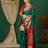 Green Kanjivaram Silk Woven Saree - Image 4