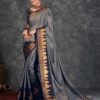 Grey Banarasi Silk Woven Saree - Image 4