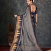 Grey Banarasi Silk Woven Saree - Image 3