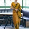 Yellow Banarasi Silk Woven Saree - Image 4