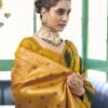 Yellow Banarasi Silk Woven Saree - Image 2