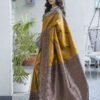 Yellow Banarasi Silk Woven Saree - Image 2