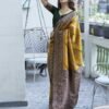 Yellow Banarasi Silk Woven Saree - Image 4