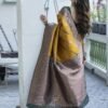 Yellow Banarasi Silk Woven Saree - Image 6