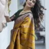 Yellow Banarasi Silk Woven Saree - Image 7